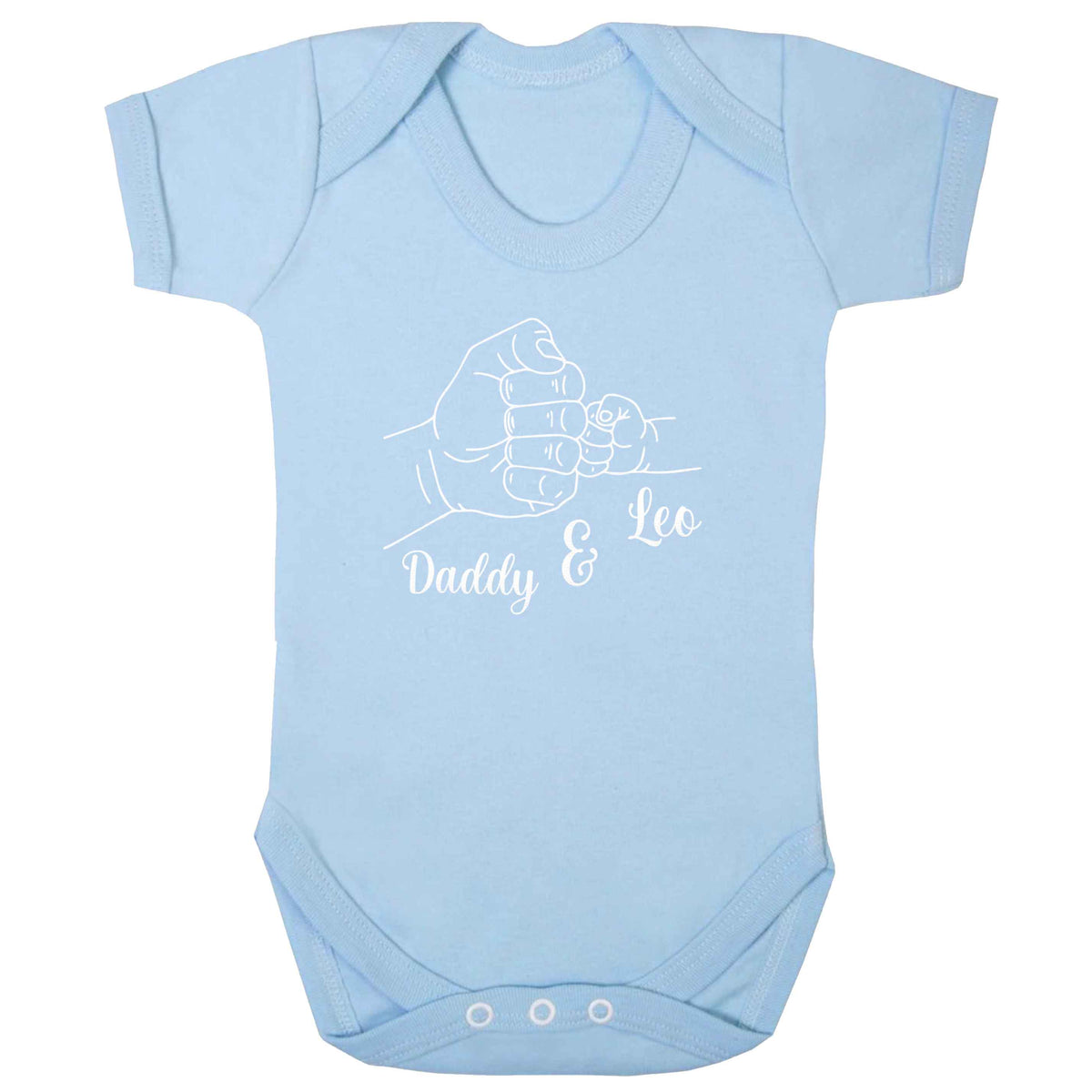 Personalised fist bump baby bodysuit pale blue 18-24 months