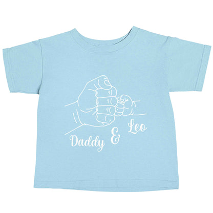 Personalised fist bump light blue baby toddler Tshirt 2 Years