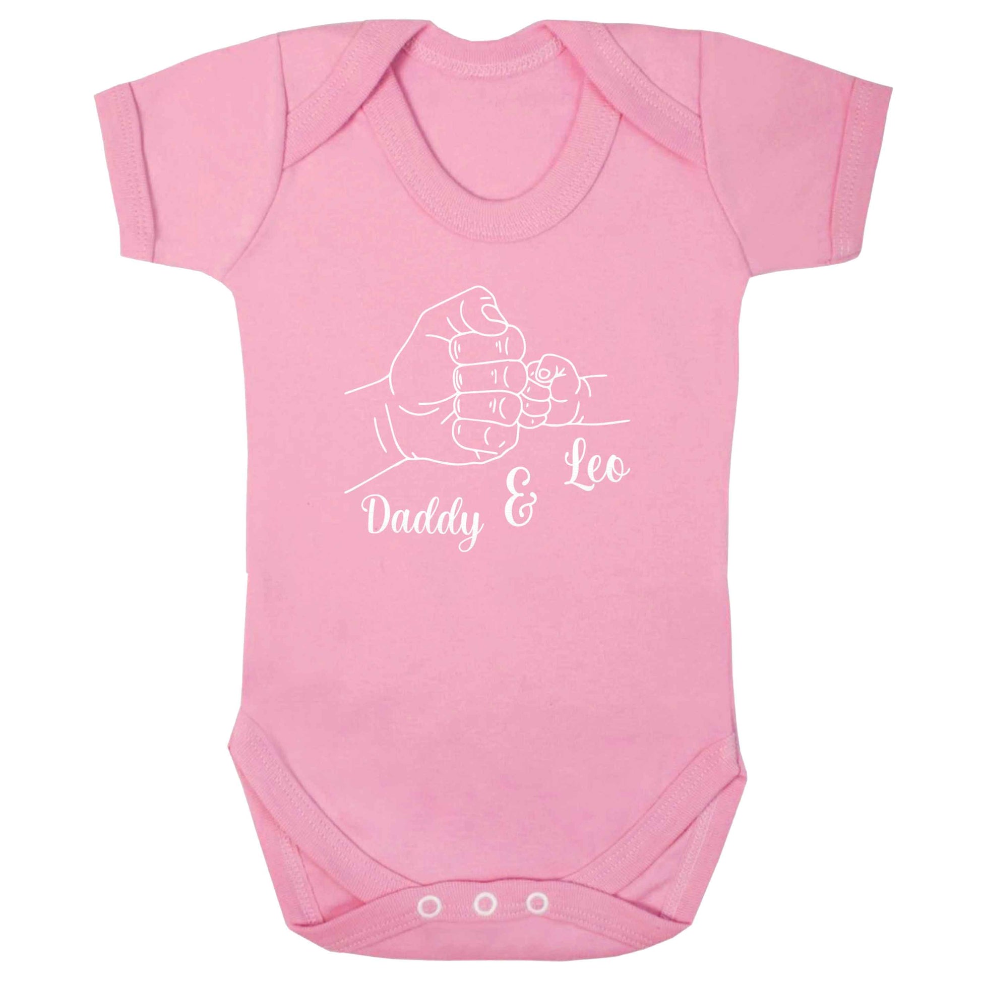 Personalised fist bump baby bodysuit pale pink 18-24 months