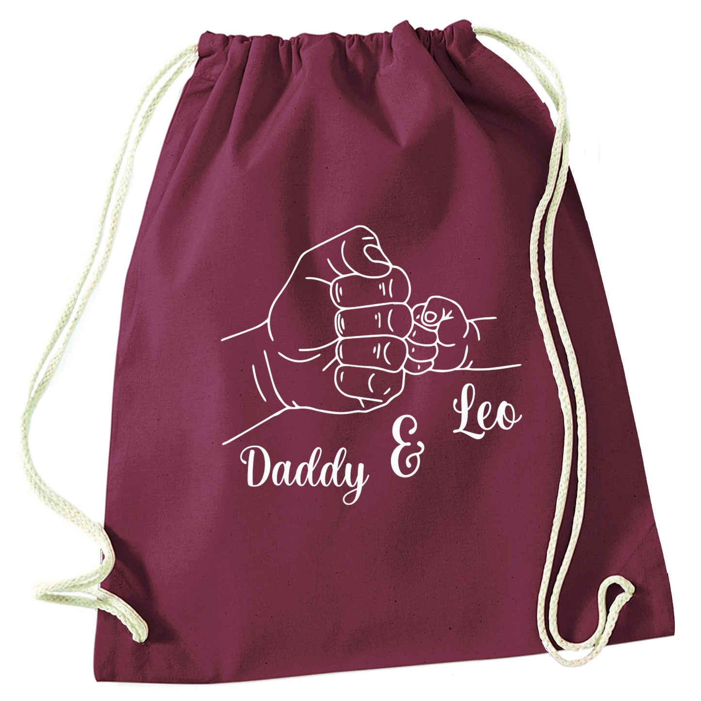 Personalised fist bump maroon drawstring bag