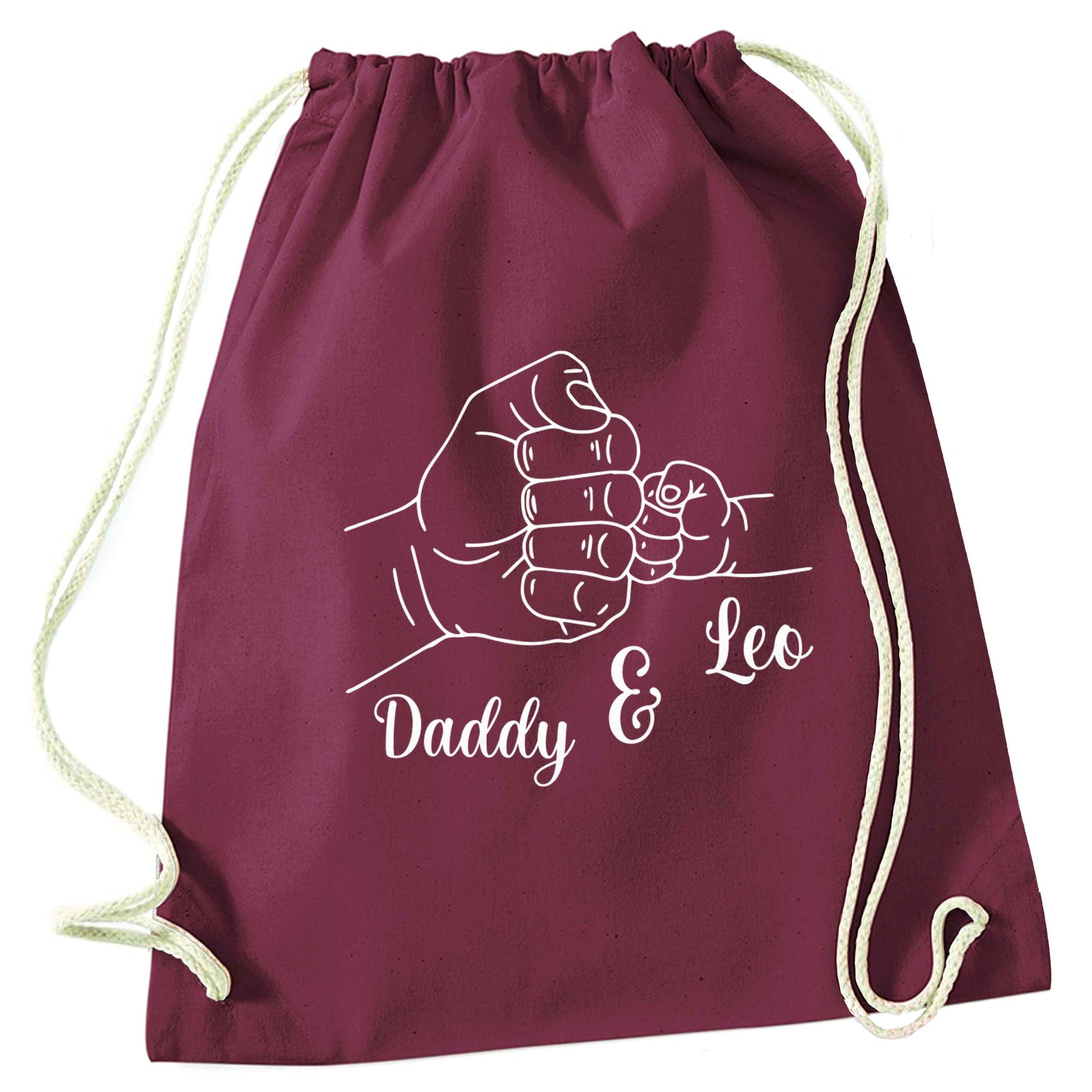 Personalised fist bump maroon drawstring bag