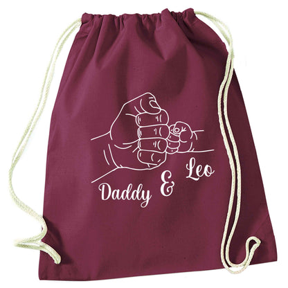 Personalised fist bump maroon drawstring bag