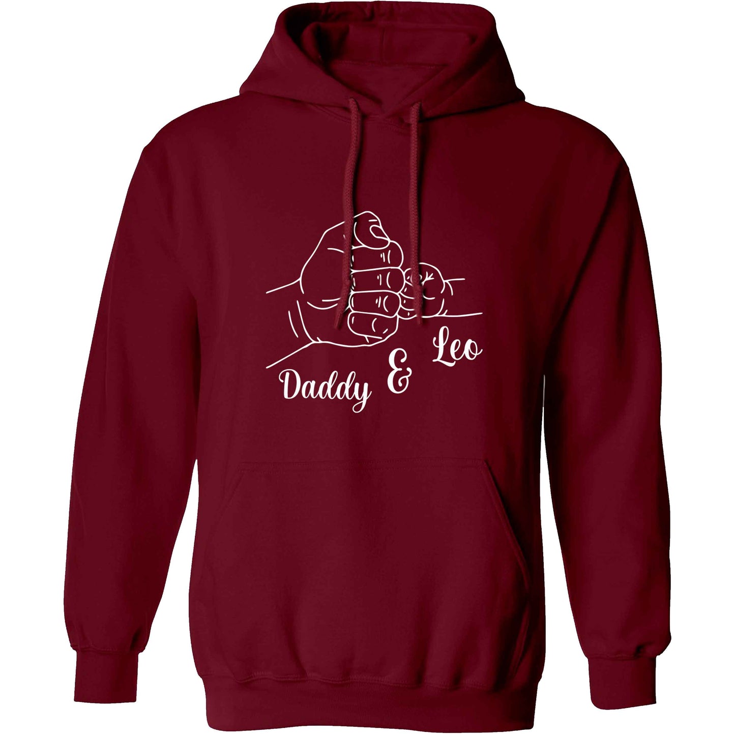 Personalised fist bump adults unisex maroon hoodie 2XL