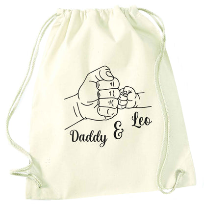 Personalised fist bump natural drawstring bag