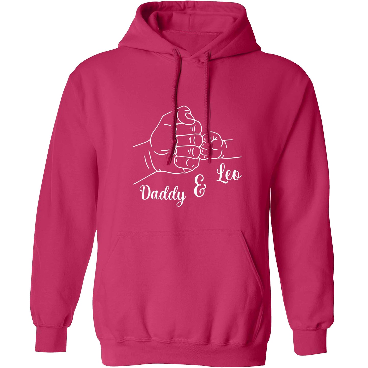 Personalised fist bump adults unisex pink hoodie 2XL