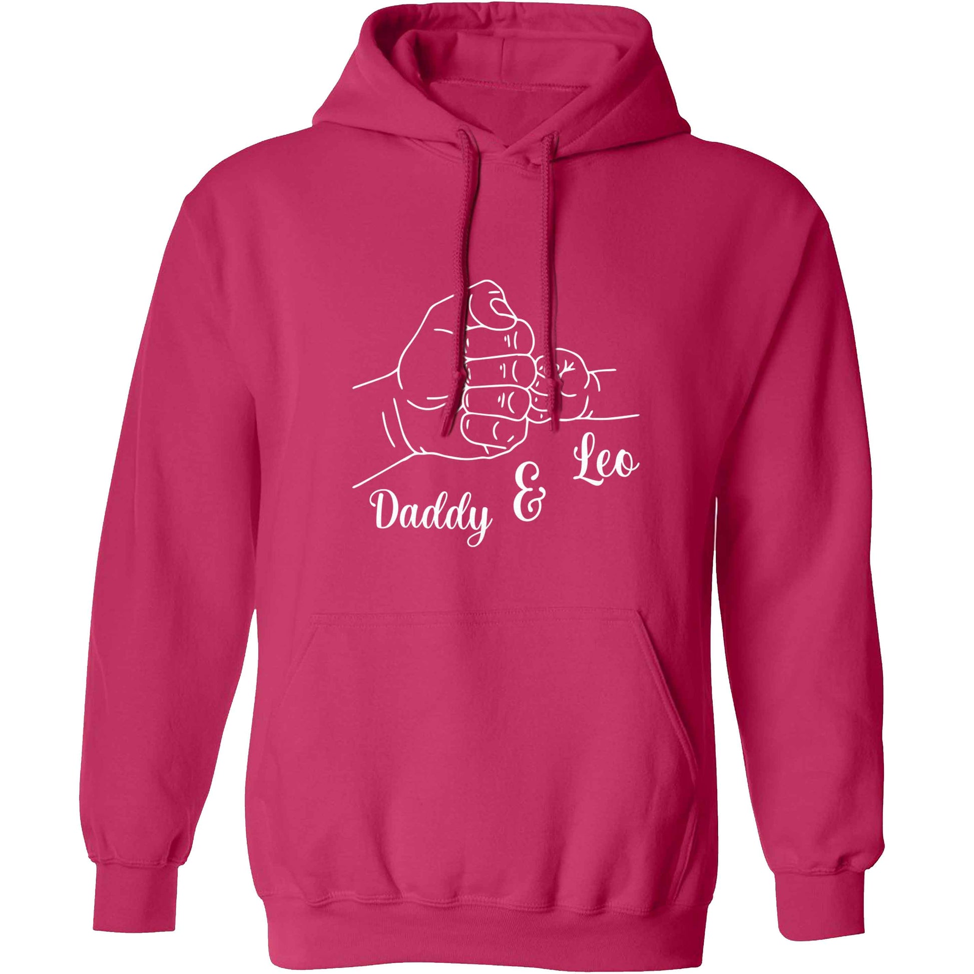 Personalised fist bump adults unisex pink hoodie 2XL