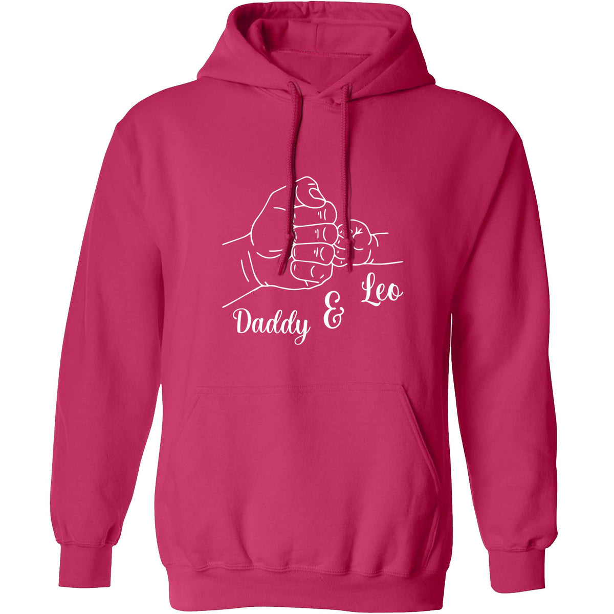 Personalised fist bump adults unisex pink hoodie 2XL