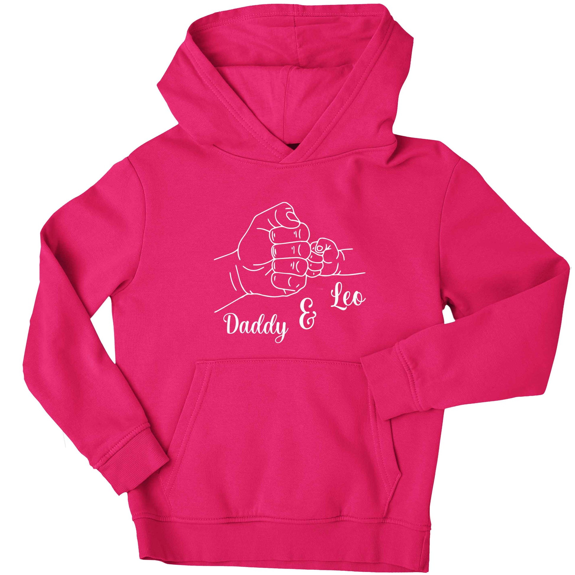 Personalised fist bump children's pink hoodie 12-13 Years