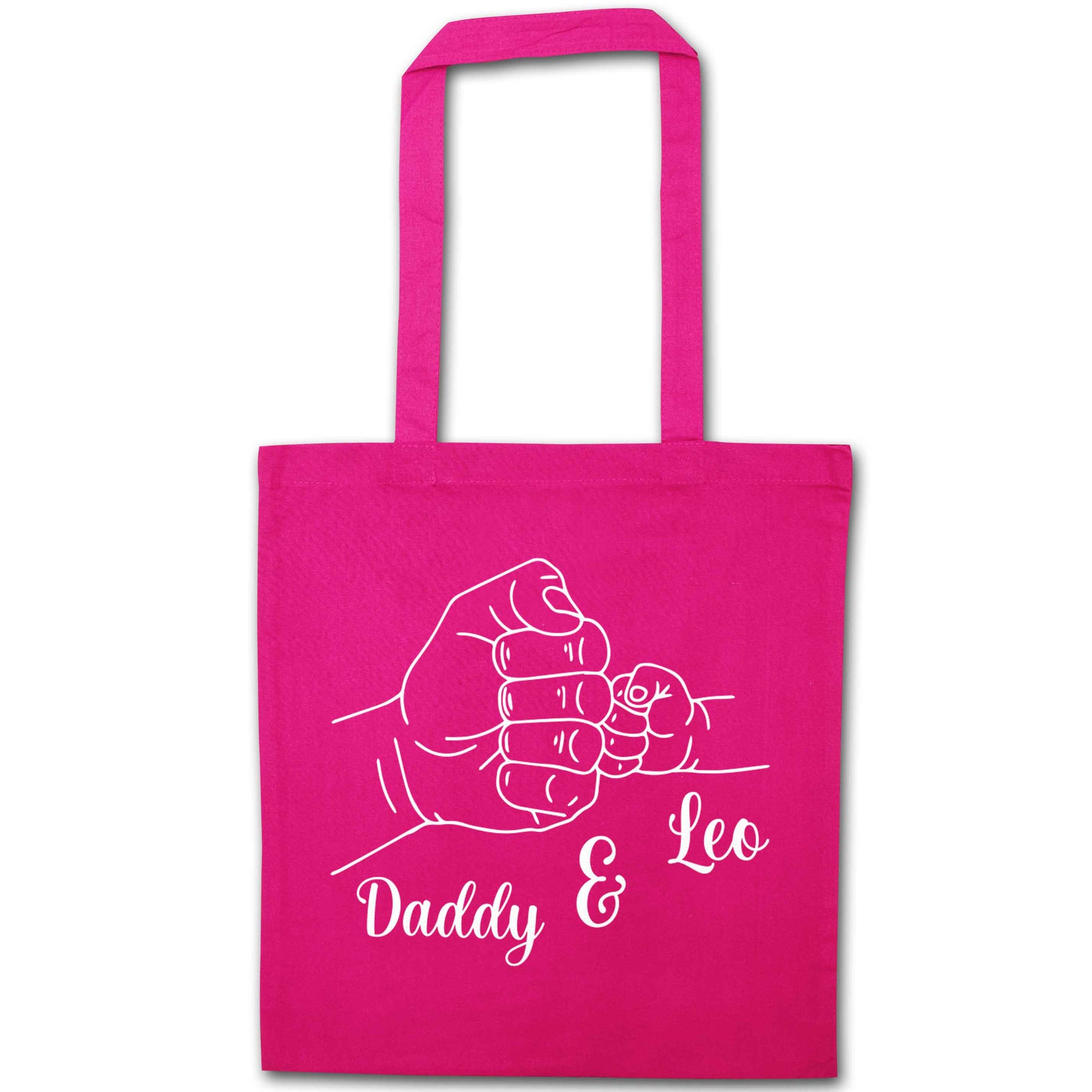 Personalised fist bump pink tote bag