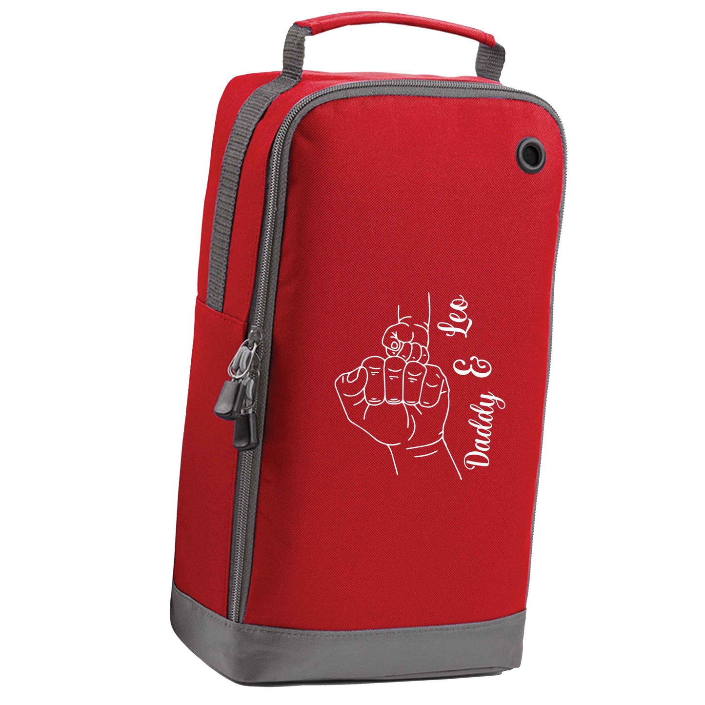Personalised fist bump red sports shoe bag vertical print