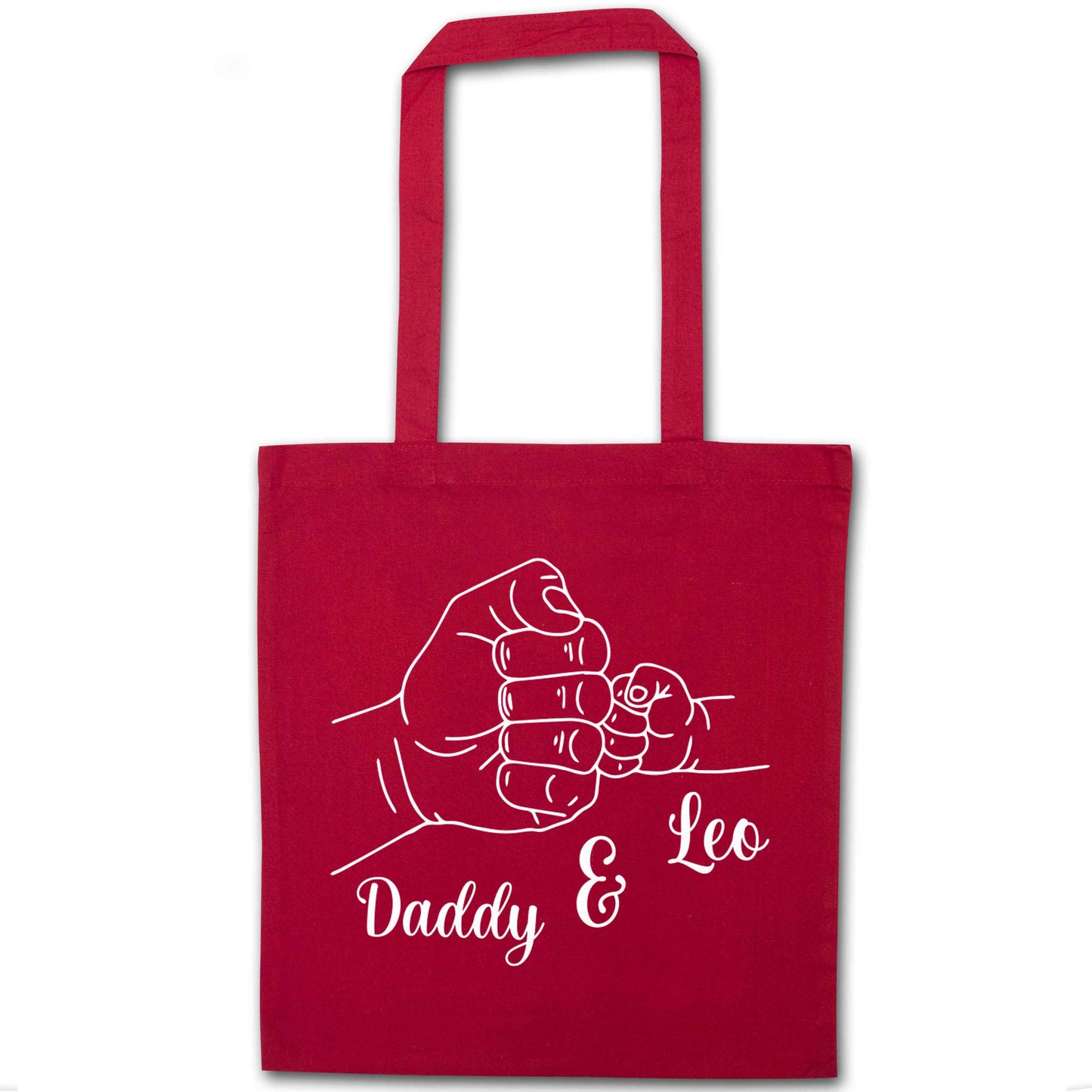 Personalised fist bump red tote bag