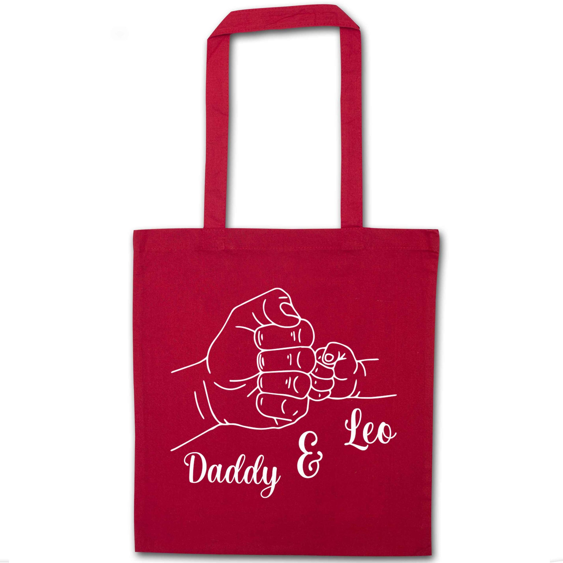Personalised fist bump red tote bag