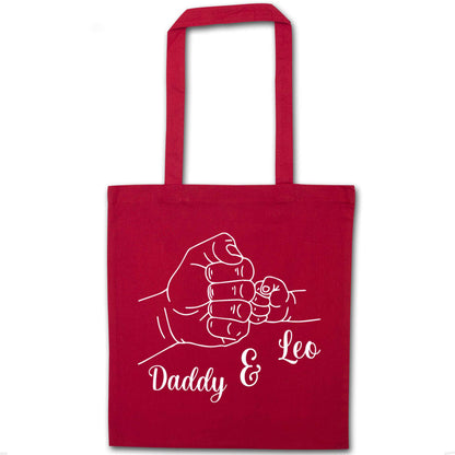 Personalised fist bump red tote bag
