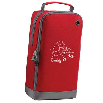 Personalised fist bump red sports shoe bag horizontal print