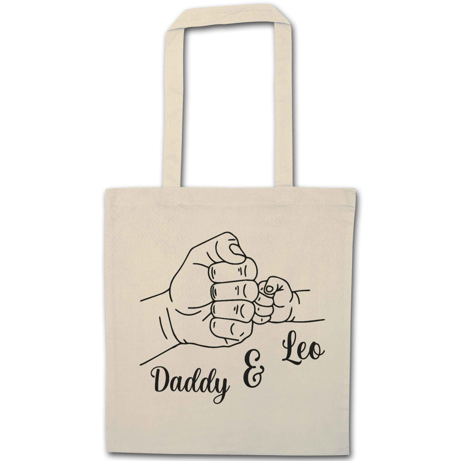 Personalised fist bump natural tote bag
