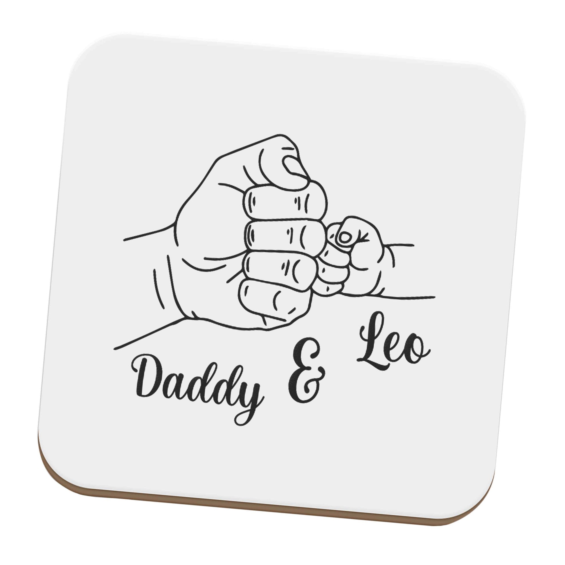 Personalised fist bump set of four coasters