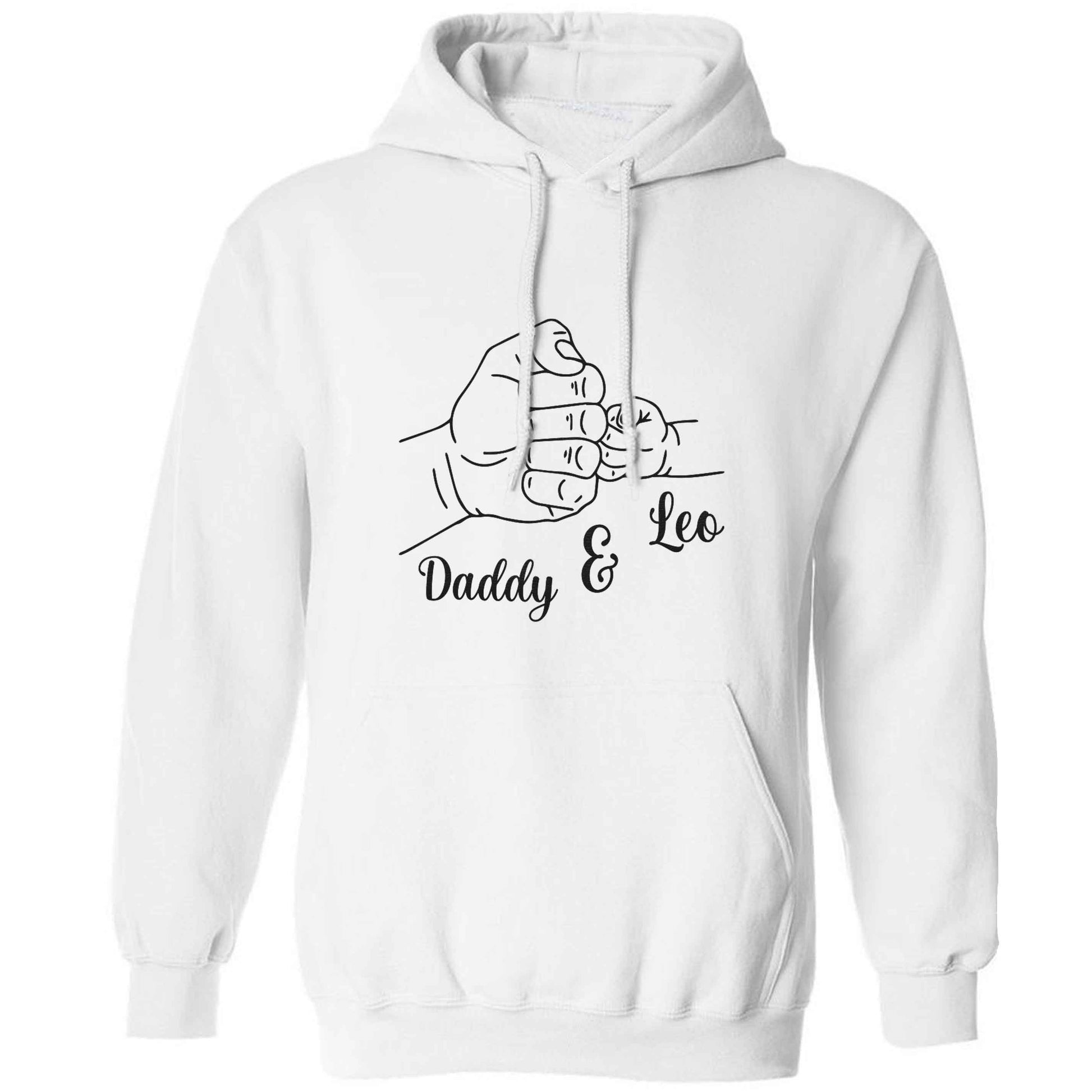 Personalised fist bump adults unisex white hoodie 2XL