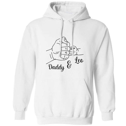 Personalised fist bump adults unisex white hoodie 2XL