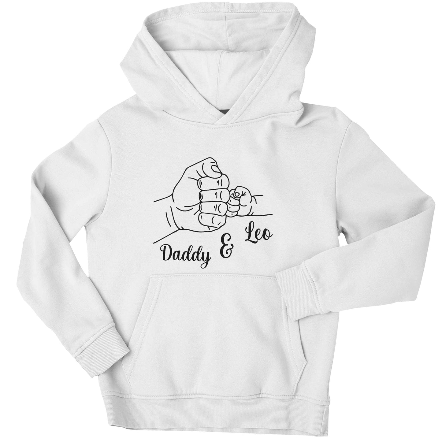 Personalised fist bump children's white hoodie 12-13 Years