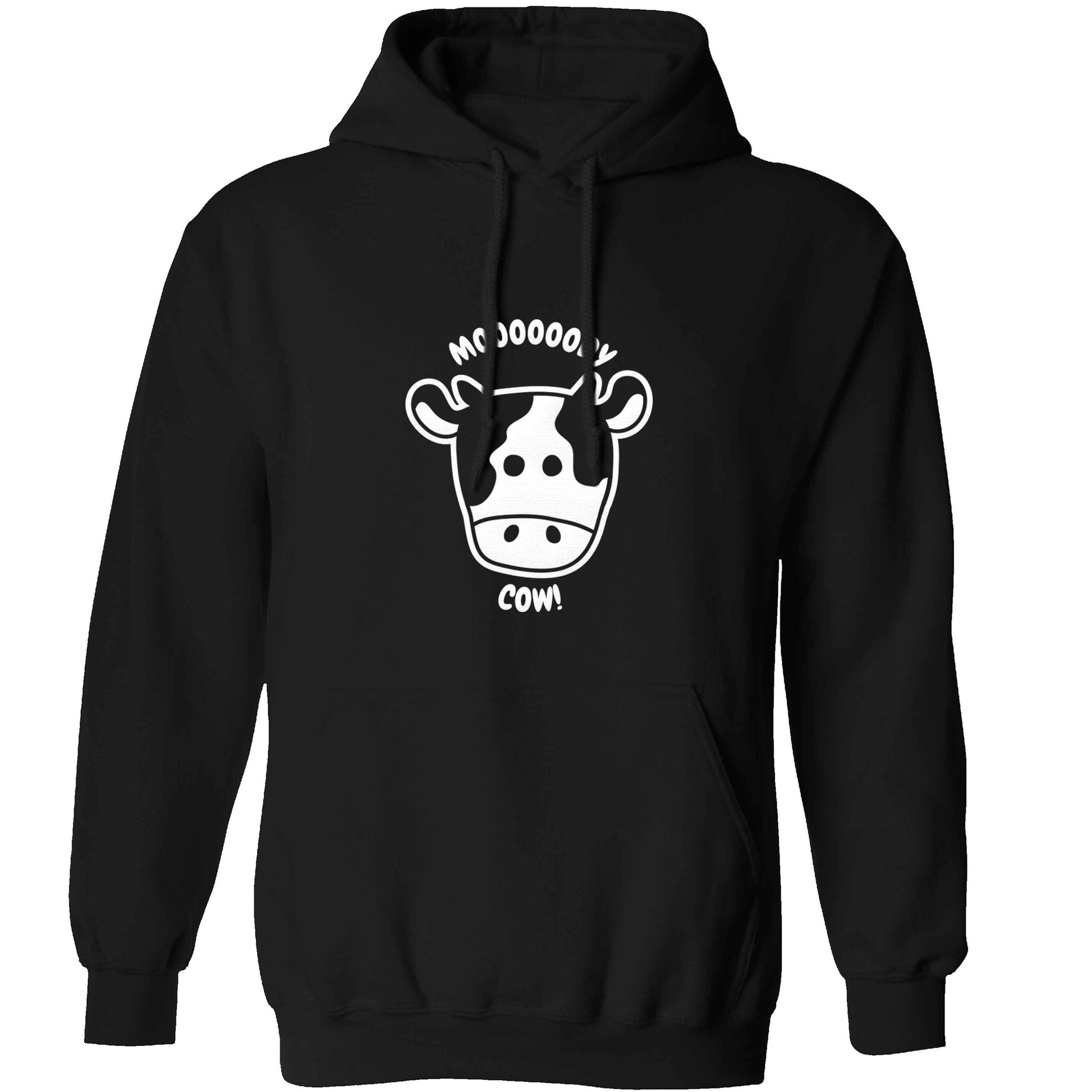 Moody cow adults unisex black hoodie 2XL
