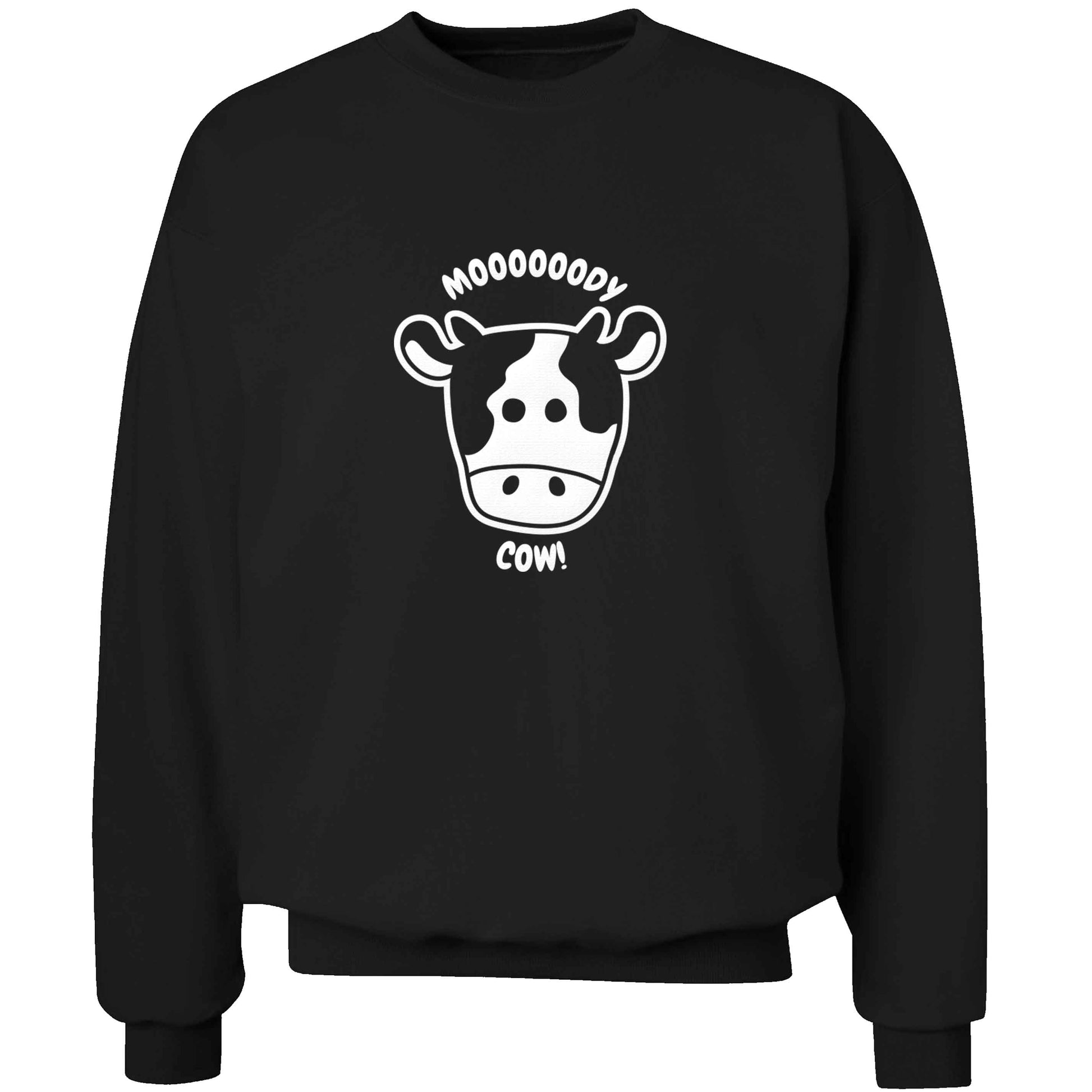 Moody cow adult's unisex black sweater 2XL