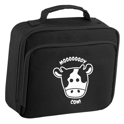 Moody cow insulated black lunch bag cooler