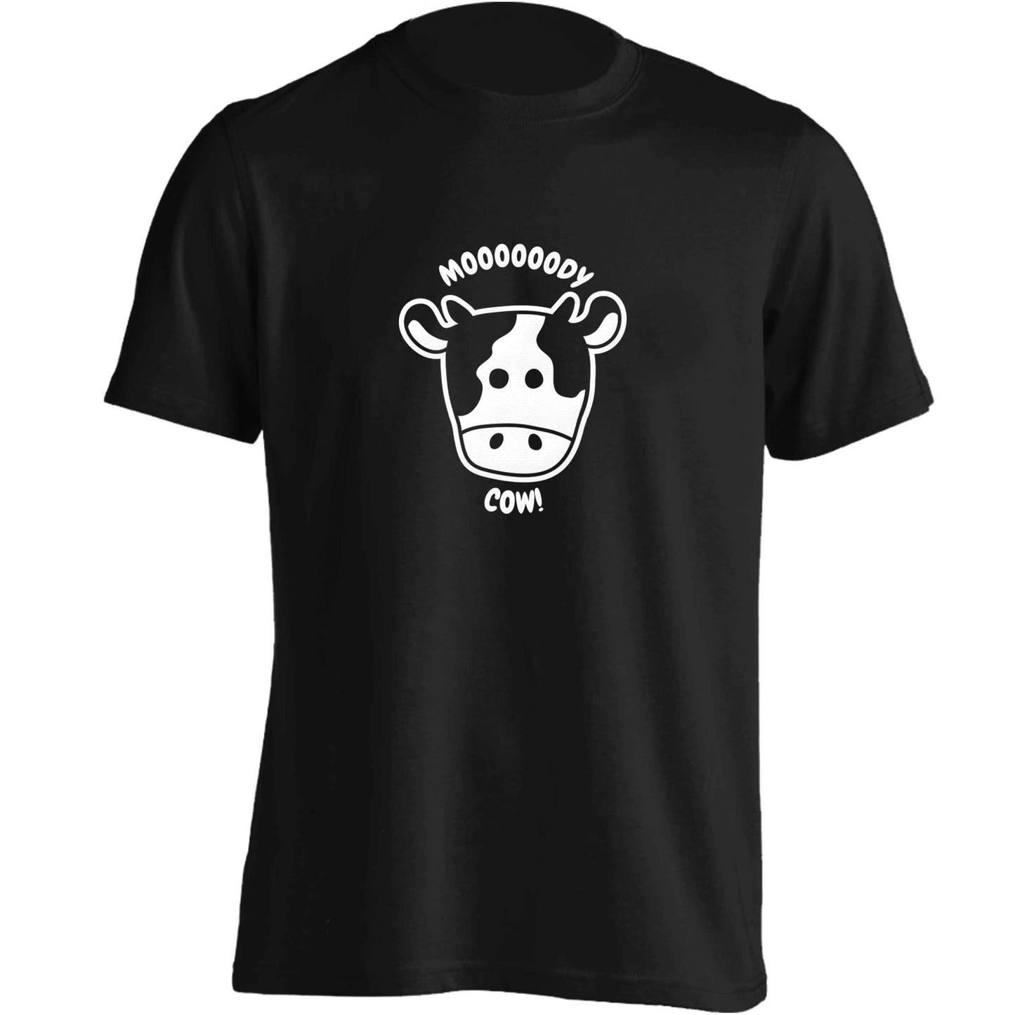 Moody cow adults unisex black Tshirt 2XL