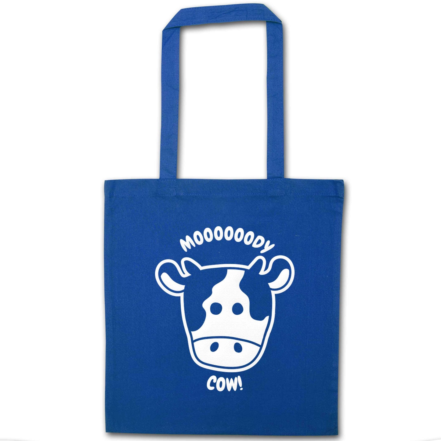 Moody cow blue tote bag