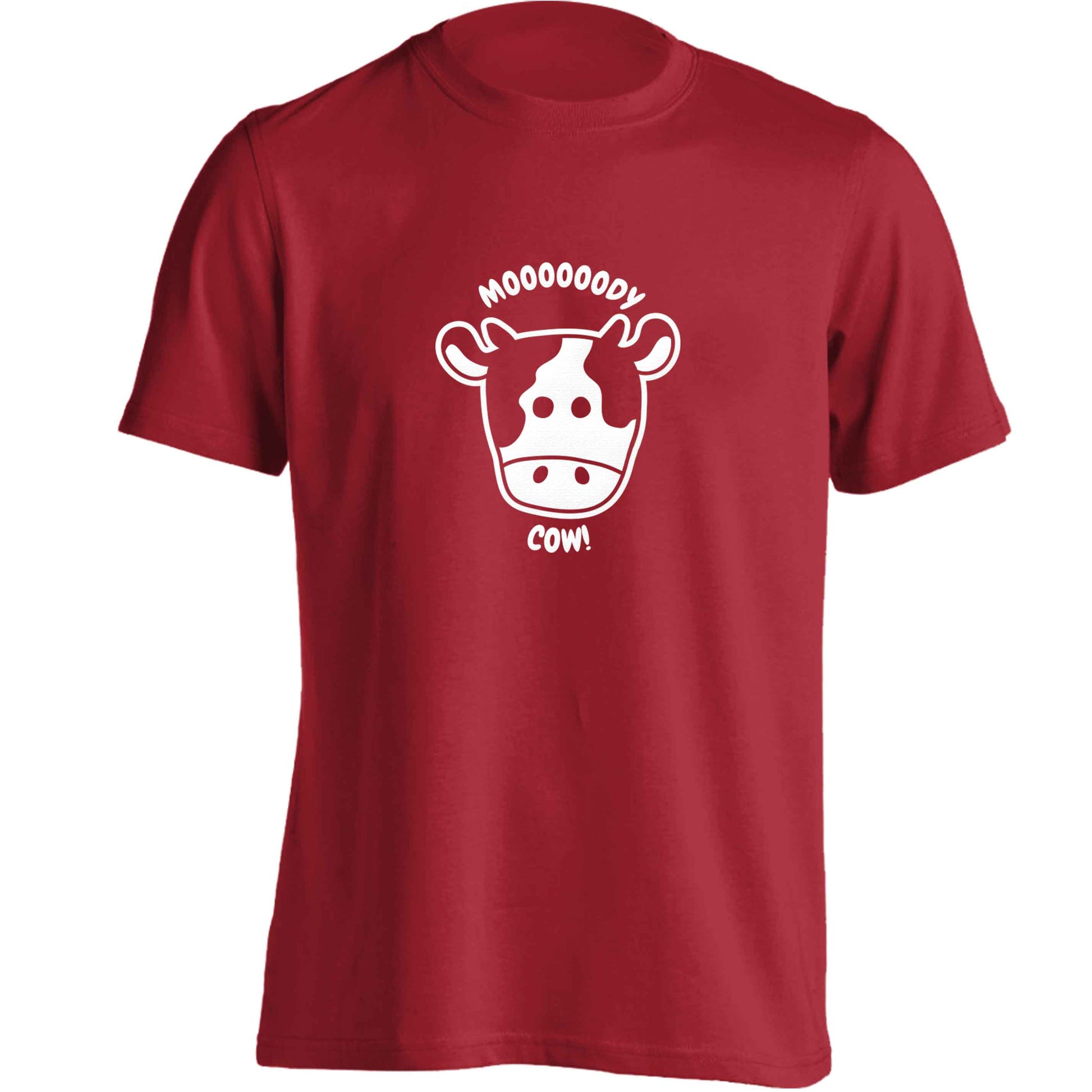 Moody cow adults unisex red Tshirt 2XL