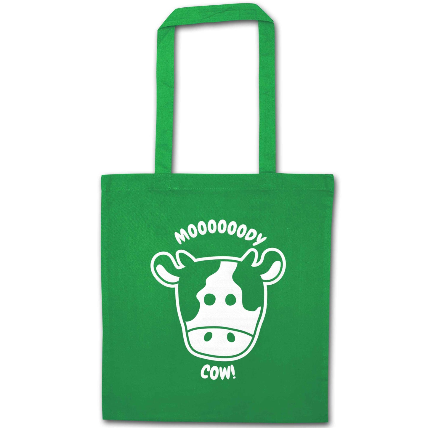 Moody cow green tote bag