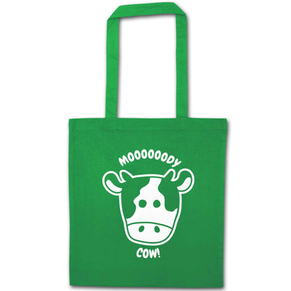 Moody cow green tote bag