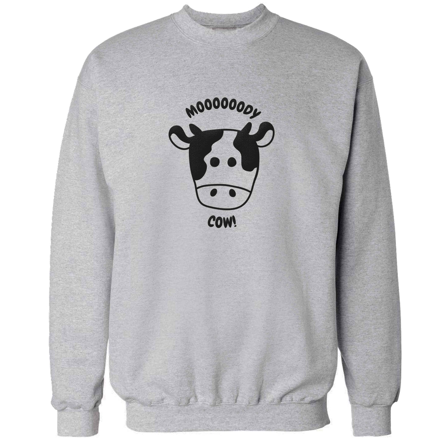 Moody cow adult's unisex grey sweater 2XL