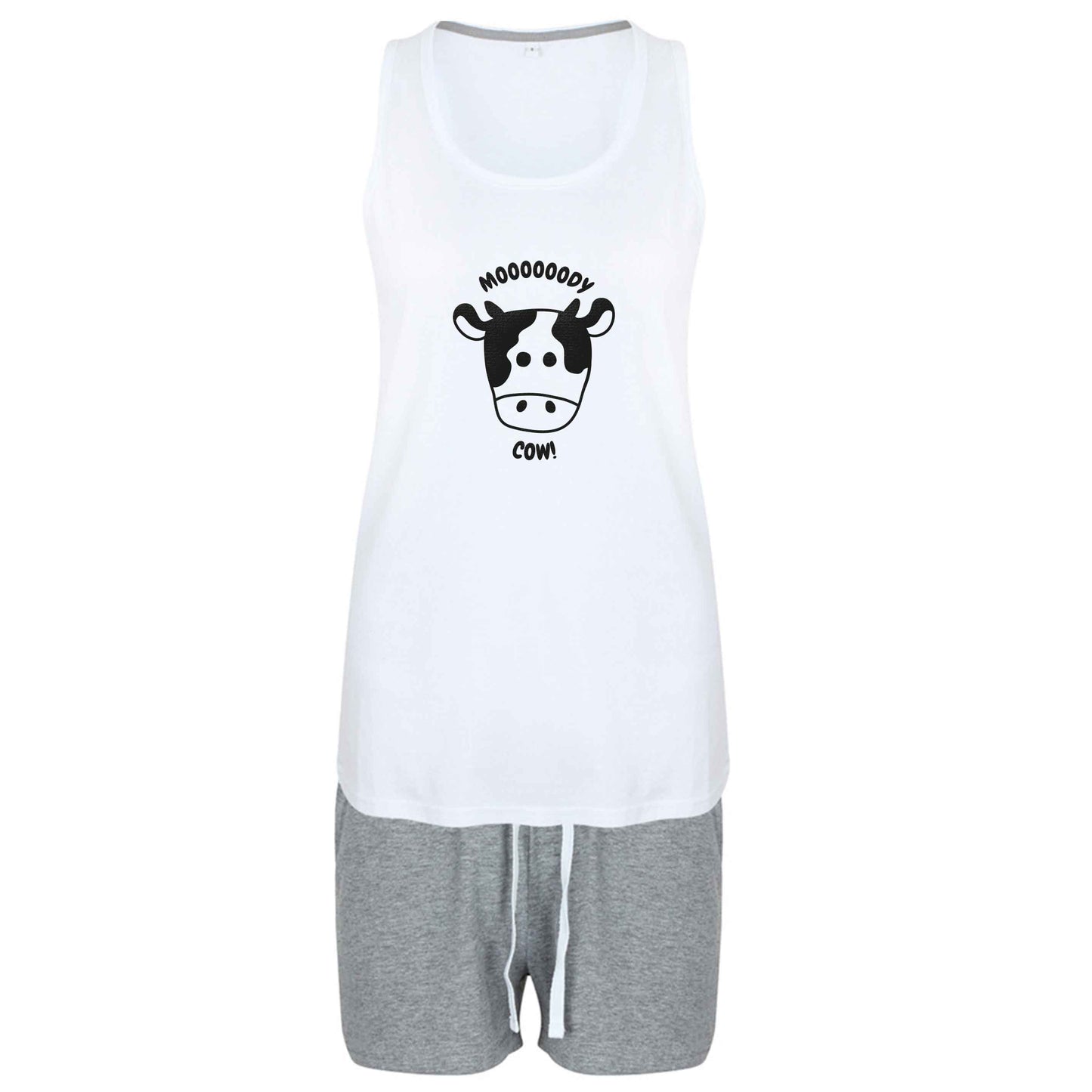 Moody cow size XL women's pyjama shorts set in pink 