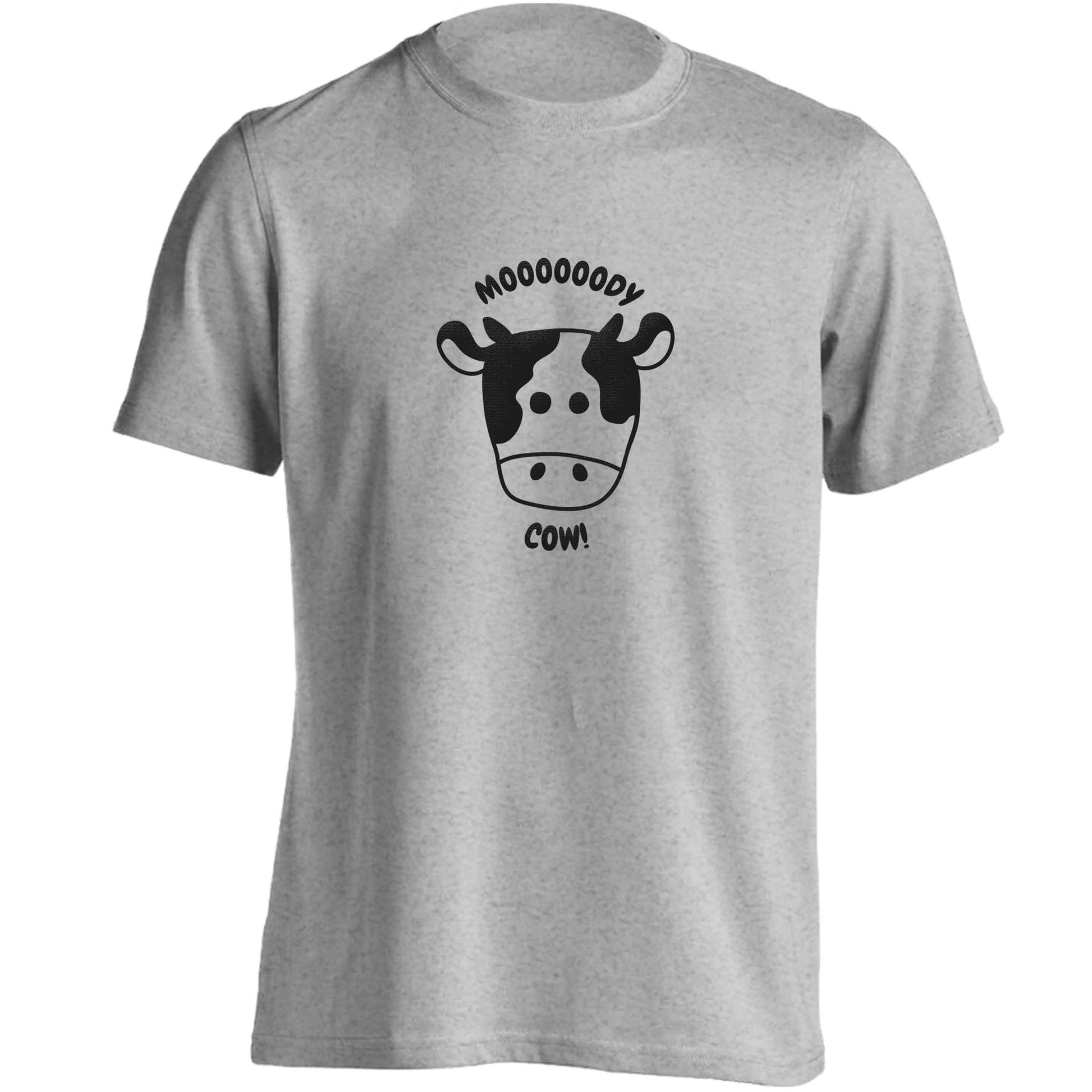 Moody cow adults unisex grey Tshirt 2XL