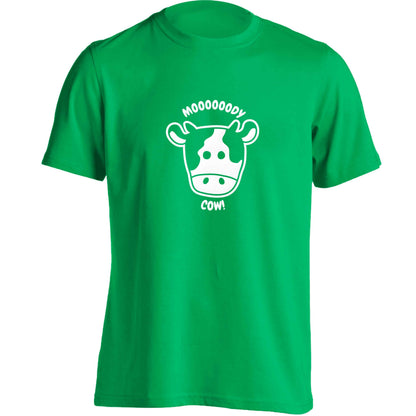Moody cow adults unisex green Tshirt 2XL