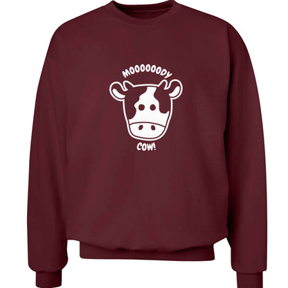 Moody cow adult's unisex maroon sweater 2XL
