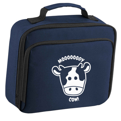Moody cow insulated navy lunch bag cooler