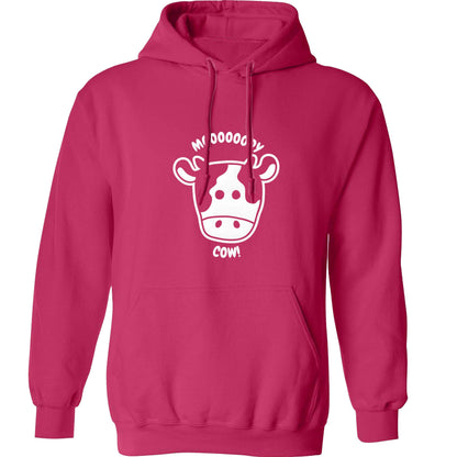 Moody cow adults unisex pink hoodie 2XL