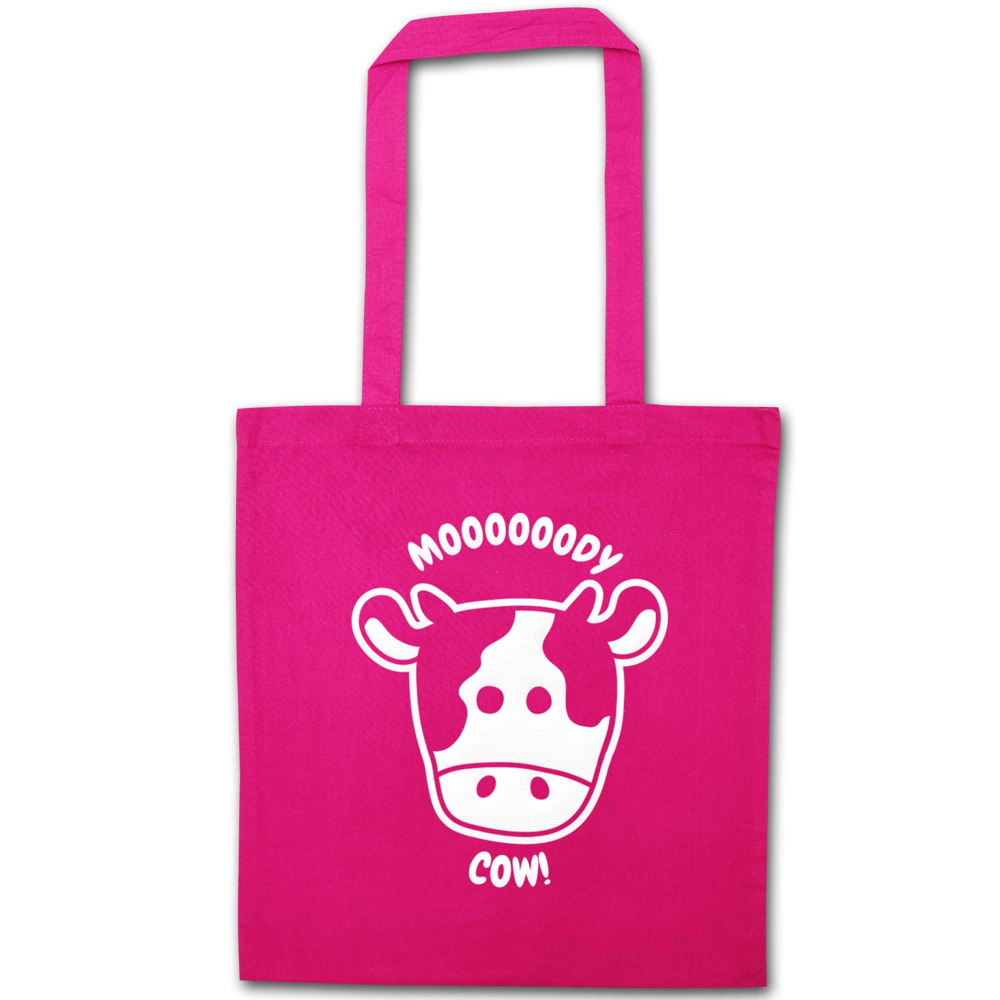 Moody cow pink tote bag