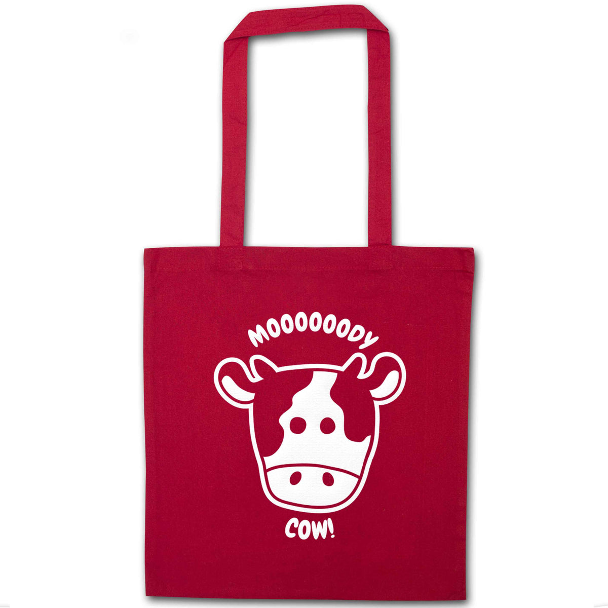 Moody cow red tote bag