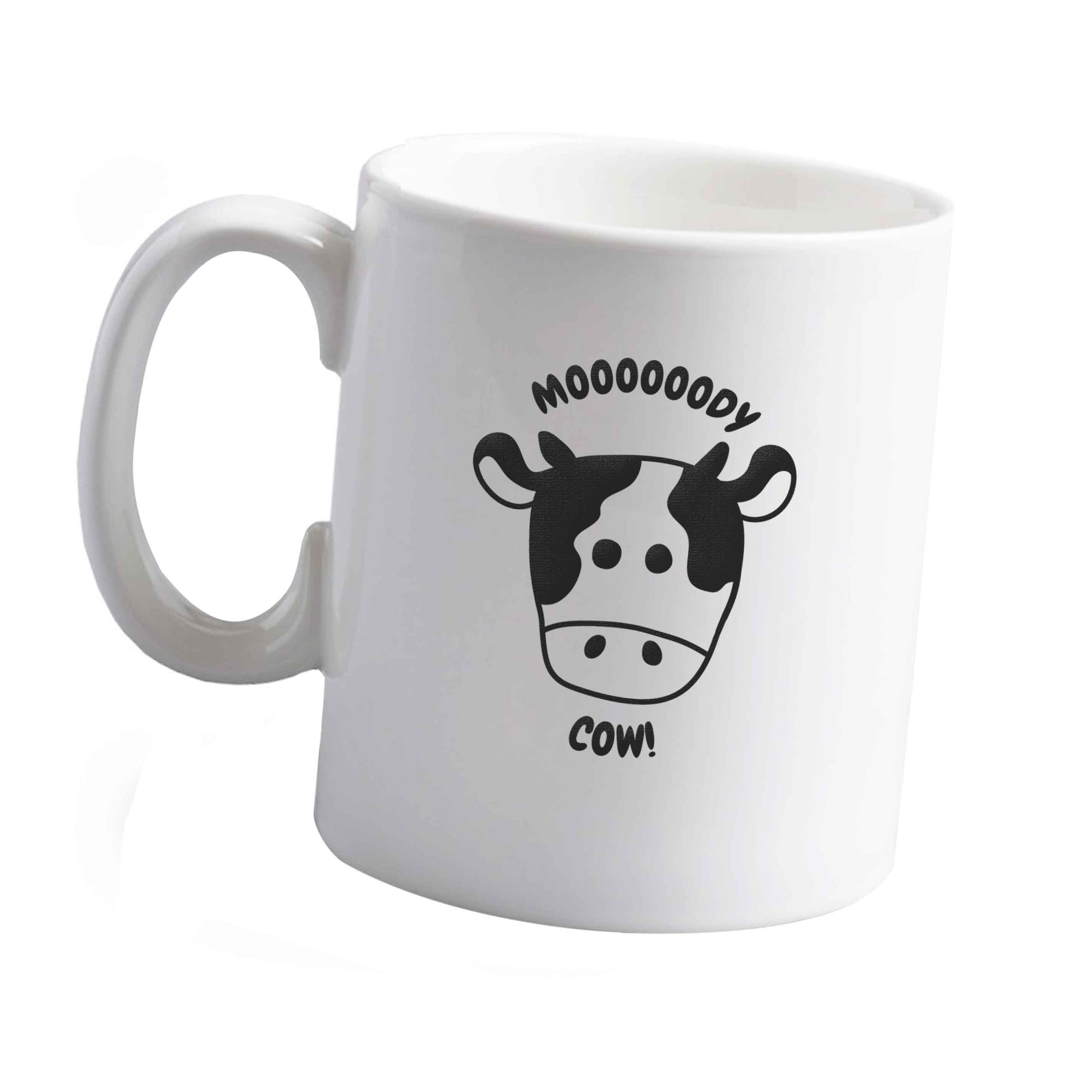 10 oz Moody cow ceramic mug left sided