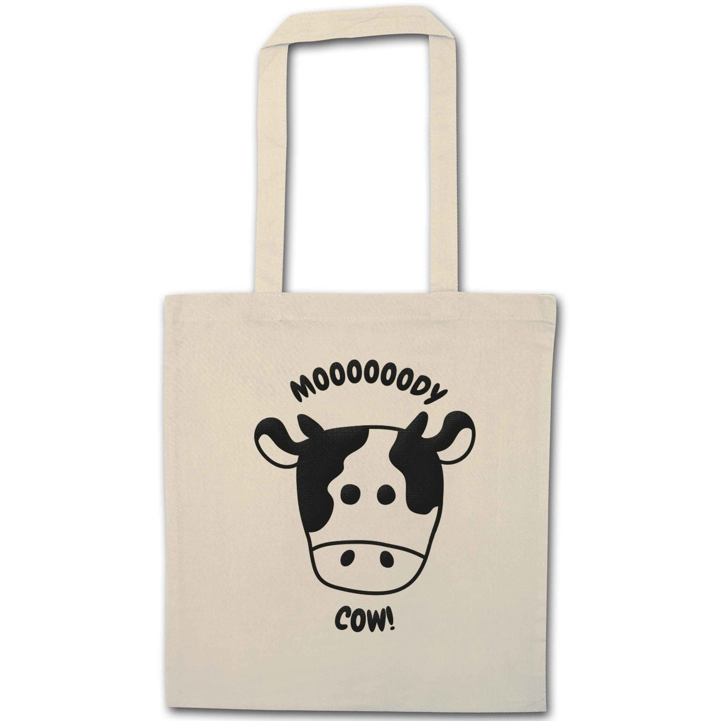 Moody cow natural tote bag