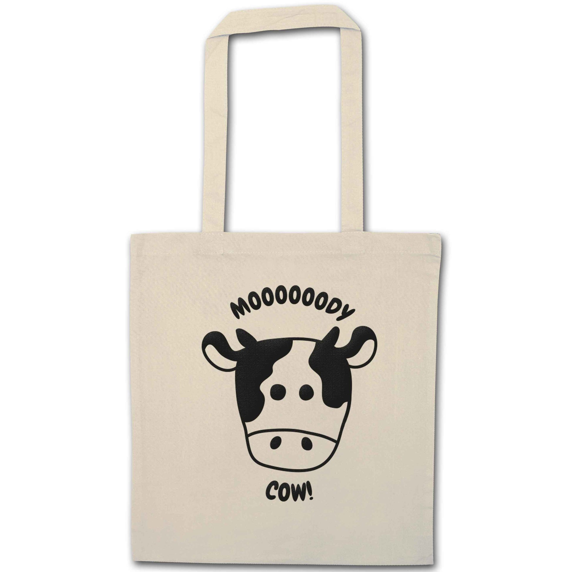 Moody cow natural tote bag
