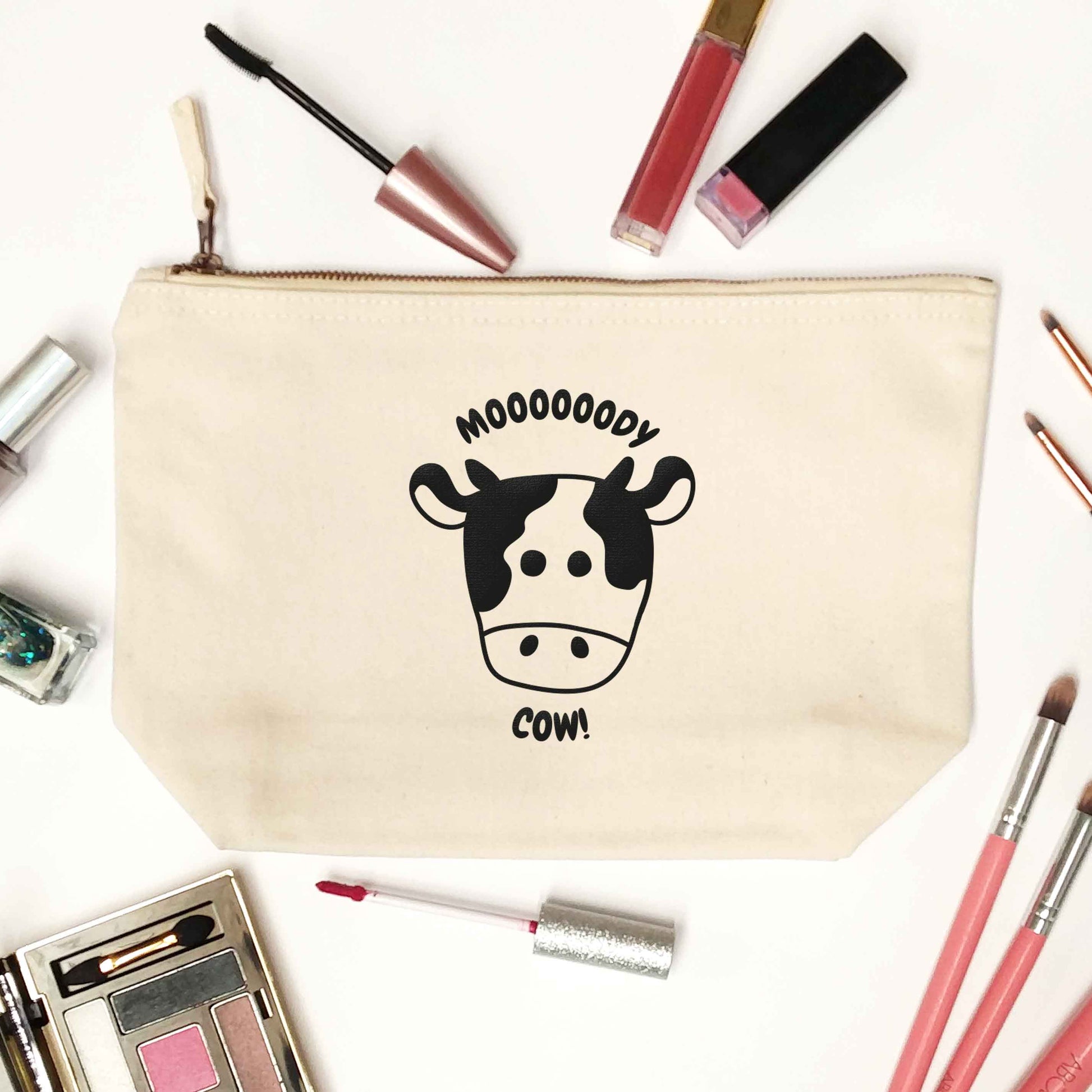 Moody cow natural makeup bag