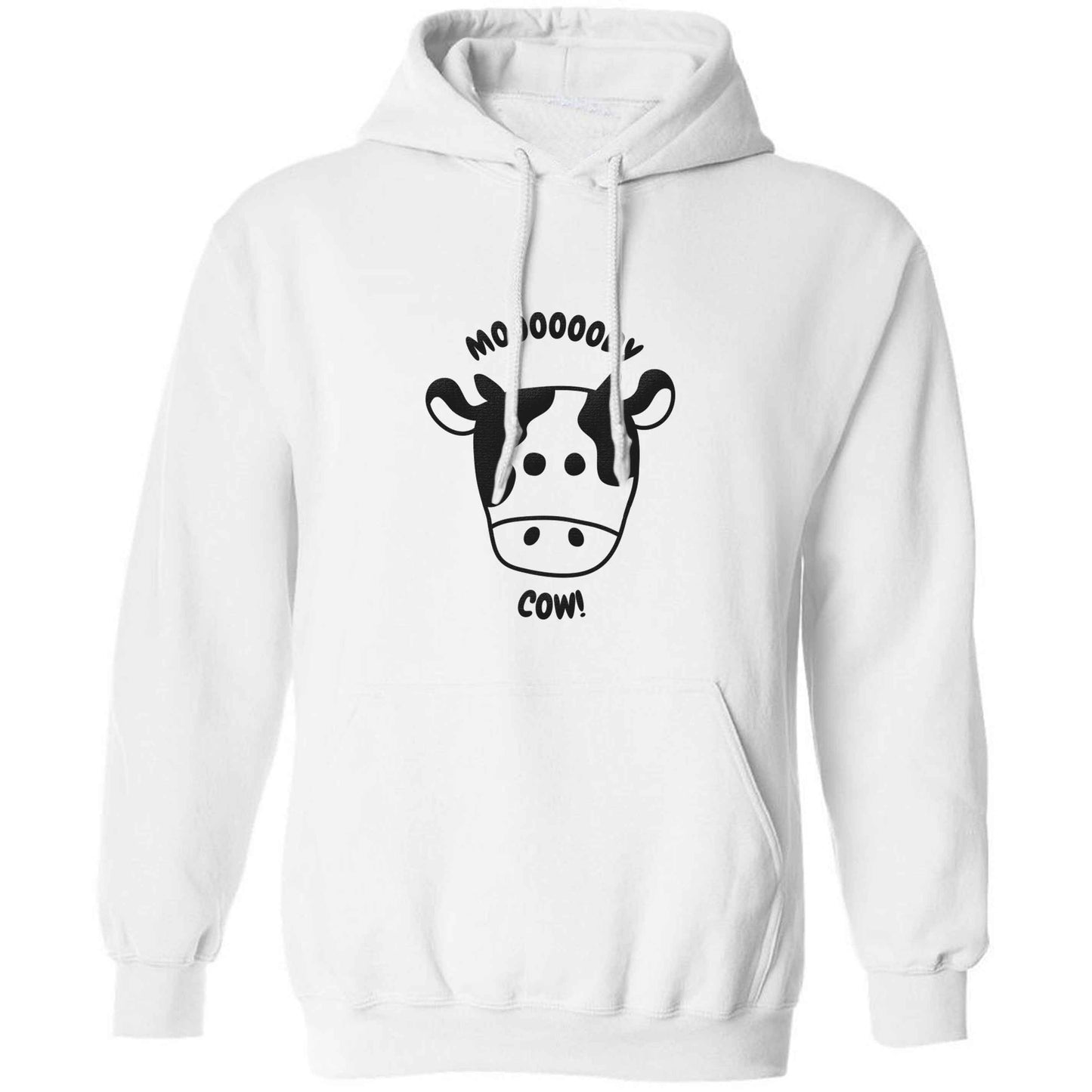 Moody cow adults unisex white hoodie 2XL