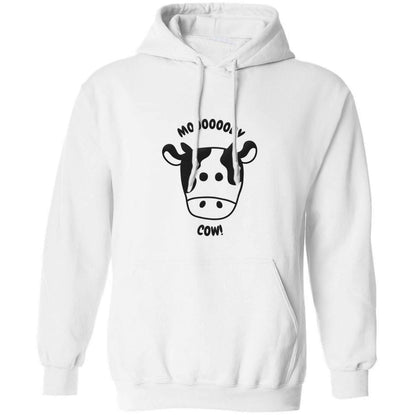 Moody cow adults unisex white hoodie 2XL