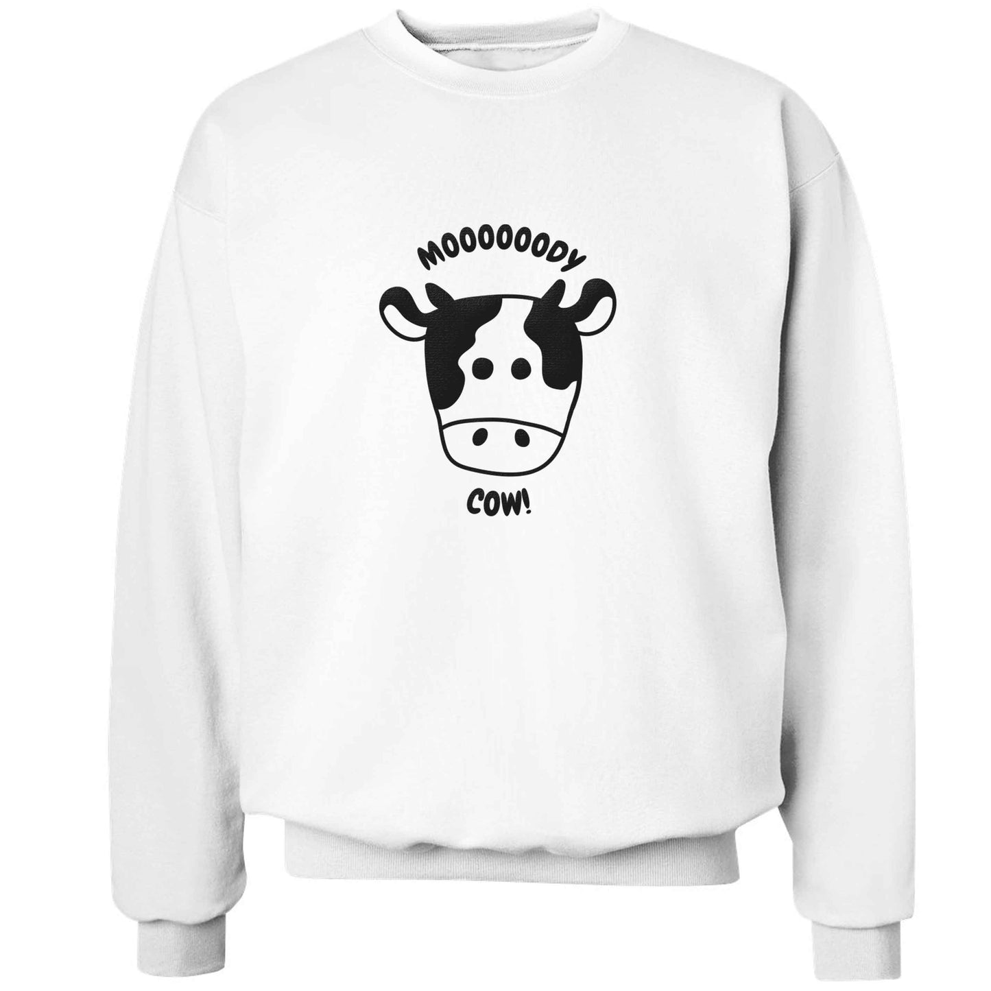 Moody cow adult's unisex white sweater 2XL