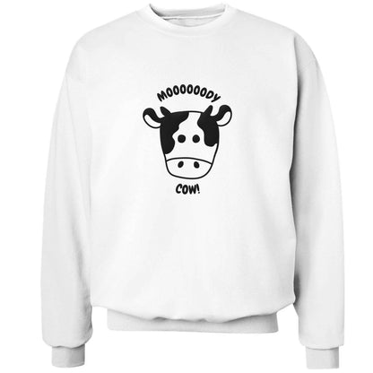 Moody cow adult's unisex white sweater 2XL