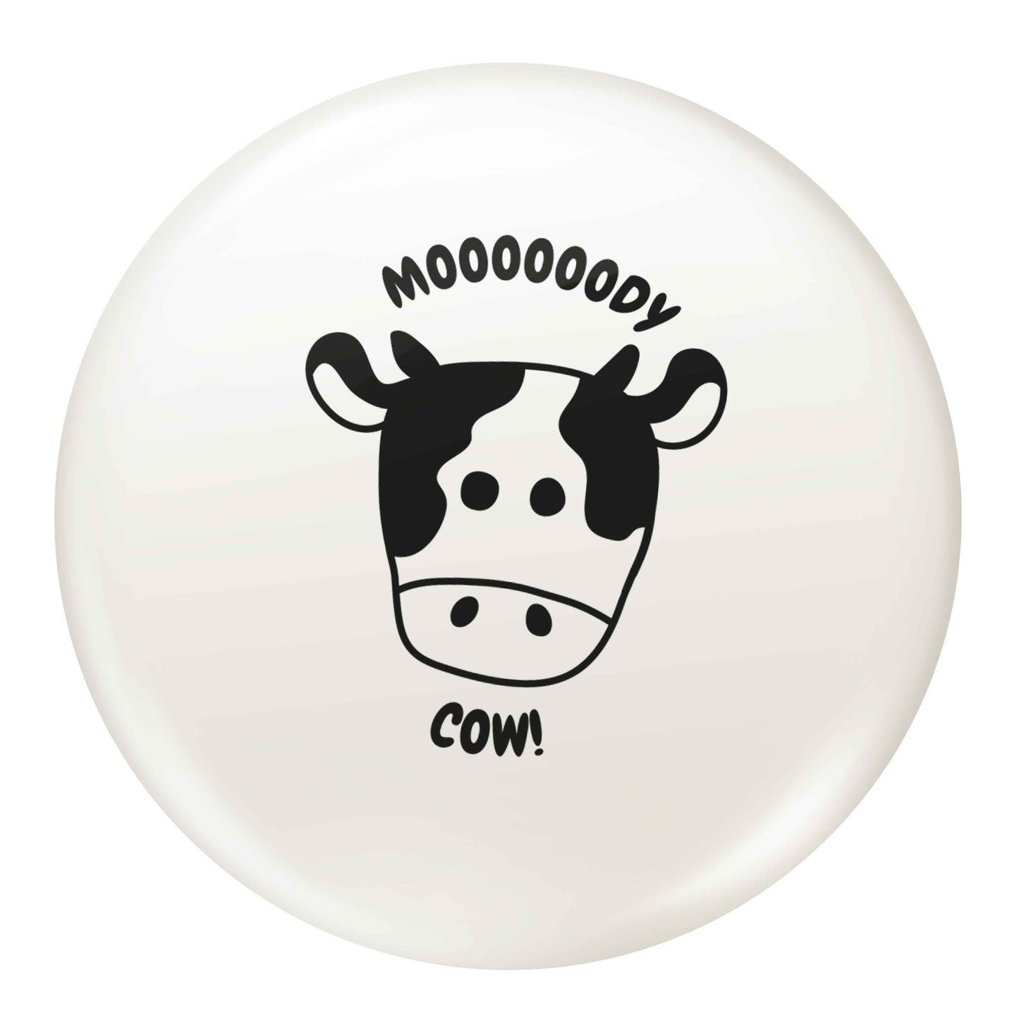 Moody cow small 25mm Pin badge