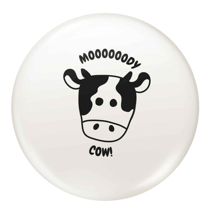Moody cow small 25mm Pin badge